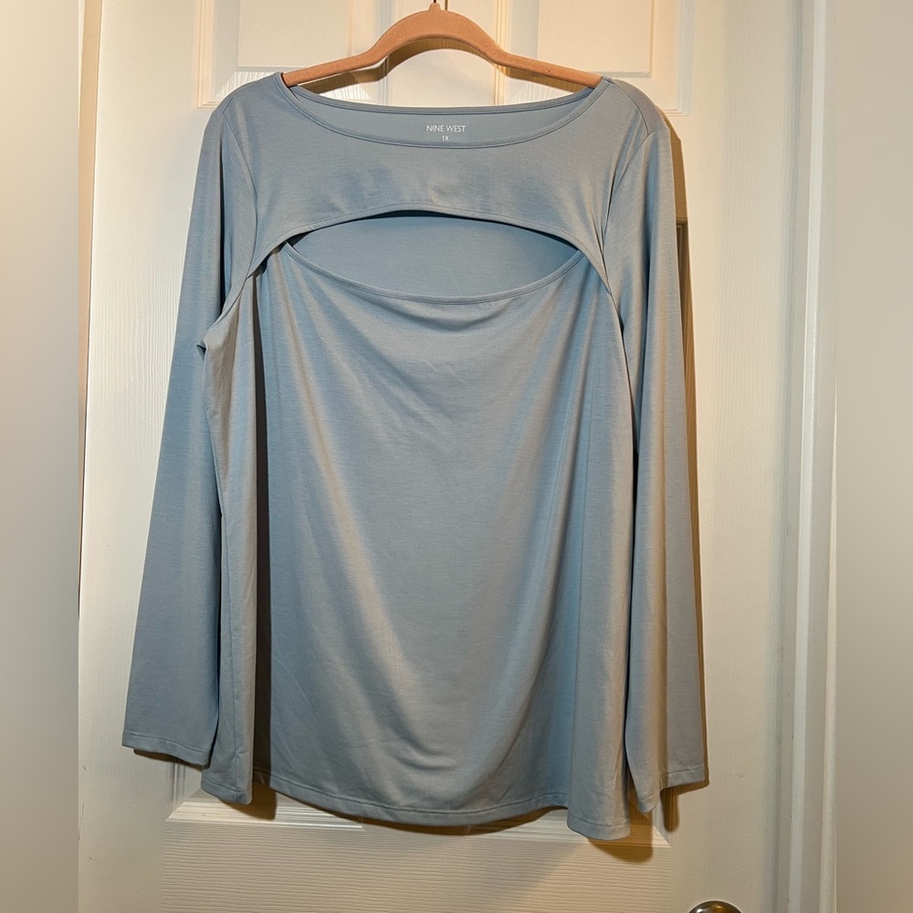 🦋 NWT Nine West Sky Blue Long Sleeve Top size 1x